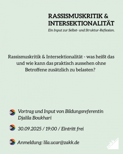 Bild für die Veranstaltung WIRD VERSCHOBEN: Rassismuskritik und Intersektionalität
